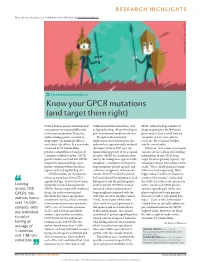 PHARMACOGENOMICS Know Your GPCR Mutations (And Target Them Right)