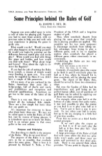 Some Principles Behind the Rules of Golf by JOSEPH C