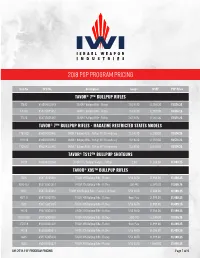 2018 PSP Program PRICING