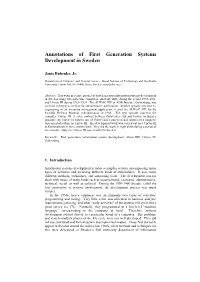 Annotations of First Generation Systems Development in Sweden