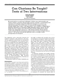 Can Charisma Be Taught? Tests of Two Interventions