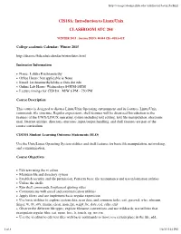CIS18A: Introduction to Linux/Unix CLASSROOM ATC