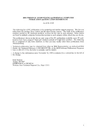 Ibl\1 PERSONAL SYSTEM/2(TM) and PERSONAL COMPUTER PVBLICATIO~ and EDUCATION REFERENCES