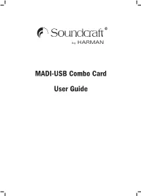 Soundcraft MADI-USB Combo Card User Guide