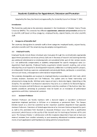 WVPU Academic Guidelines for Appointment, Extension And
