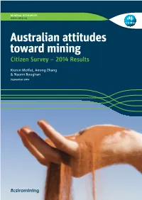 Australian Attitudes Toward Mining Citizen Survey – 2014 Results