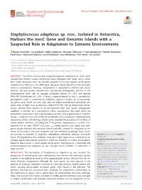Staphylococcus Edaphicus Sp
