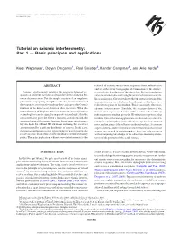 Tutorial on Seismic Interferometry: Part 1 — Basic Principles and Applications