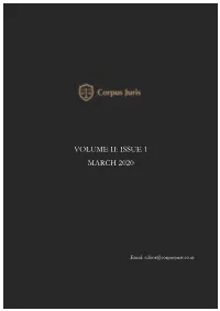 Volume Ii: Issue 1 March 2020