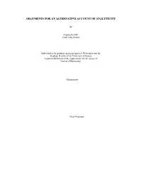 Arguments for an Alternative Account of Analyticity