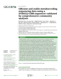 Efficient and Stable Metabarcoding Sequencing Data Using a DNBSEQ-G400 Sequencer Validated by Comprehensive Community Analyses