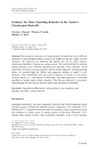 Evidence for Mate Guarding Behavior in the Taylor's Checkerspot Butterfly