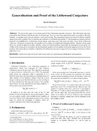 Generalization and Proof of the Littlewood Conjecture