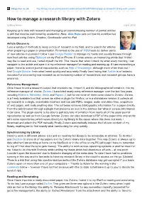 How to Manage a Research Library with Zotero by Blog Admin July 6, 2012