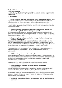 Registering for Priority Access to Online Supermarket Slots FAQ 19 November