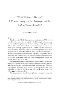 “With Widened Hearts”: a Commentary on the Prologue of the Rule of Saint Benedict1