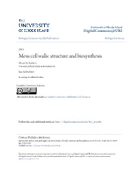 Moss Cell Walls: Structure and Biosynthesis Alison W