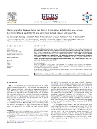 Short Peptides Derived from the BAG-1 C-Terminus Inhibit the Interaction Between BAG-1 and HSC70 and Decrease Breast Cancer Cell Growth