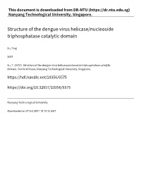 Structure of the Dengue Virus Helicase/Nucleoside Triphosphatase Catalytic Domain