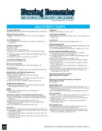 2002 Subject & Author Index