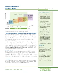 MENTOR EMBEDDED Nucleus RTOS DATASHEET
