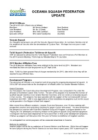 Oceania Squash Federation Update