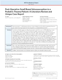 Post-Operative Small Bowel Intussusception in a Pediatric Trauma Patient: a Literature Review and Unique Case Report