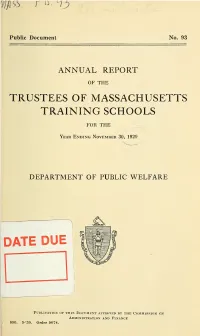 Annual Report of the Trustees of Massachusetts Training Schools for The