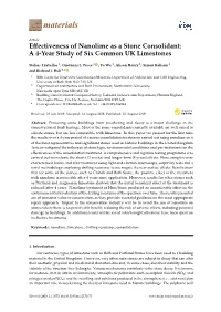 Effectiveness of Nanolime As a Stone Consolidant