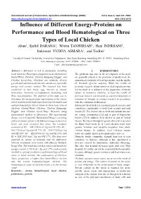 Influence of Different Energy-Proteins on Performance and Blood
