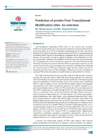 Prediction of Protein Post-Translational Modification Sites: an Overview