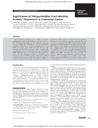 Significance of Polypyrimidine Tract–Binding Protein 1 Expression In