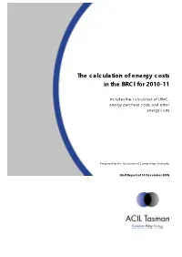 The Calculation of Energy Costs in the BRCI for 2010-11
