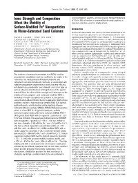 Ionic Strength and Composition Affect the Mobility of Surface-Modified Fe0