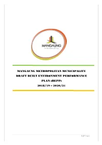 Mangaung Metropolitan Municipality Draft Built Environment Performance Plan (Bepp) 2018/19 – 2020/21