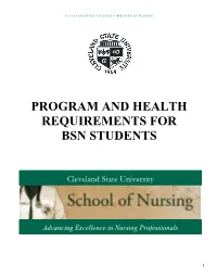 Program and Health Requirements for Bsn Students