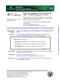 T Cells by Regulatory T Cells + CD8 Differential Suppression of Tumor