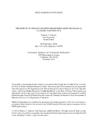 The Effects of Texas's Targeted Pre-Kindergarten Program on Academic Performance