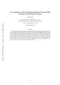 A Generalization of the One-Dimensional Boson-Fermion Duality Through the Path-Integral Formalsim