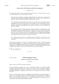 Answer Given by Mrs Wallström on Behalf of the Commission
