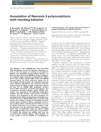 Association of Neurexin 3 Polymorphisms with Smoking Behavior