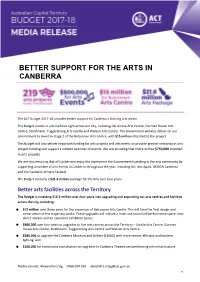 Better Support for the Arts in Canberra