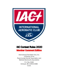 IAC Contest Rules 2020 Member Comment Edition