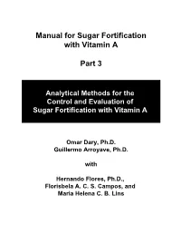 Manual for Sugar Fortification with Vitamin a Part 3