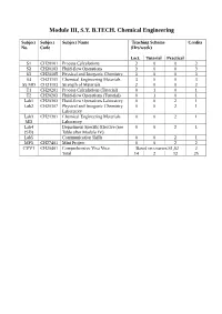Module III, S.Y. B.TECH. Chemical Engineering