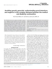 Avoiding Genetic Genocide: Understanding Good Intentions and Eugenics in the Complex Dialogue Between the Medical and Disability Communities