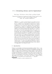 C++ Metastring Library and Its Applications⋆