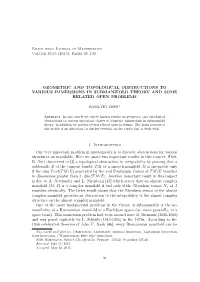 Geometric and Topological Obstructions to Various Immersions in Submanifold Theory and Some Related Open Problems