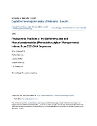 Monopisthocotylean Monogeneans) Inferred from 28S Rdna Sequences