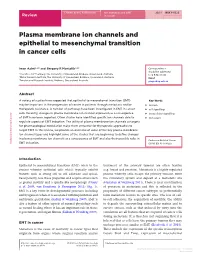 Plasma Membrane Ion Channels and Epithelial to Mesenchymal Transition in Cancer Cells